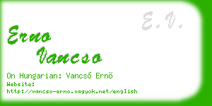 erno vancso business card